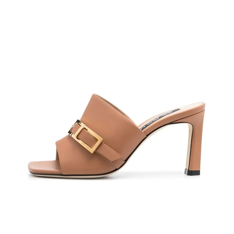 SERGIO ROSSI Squared Toe Buckle Detail Heeled Sandals Women's
