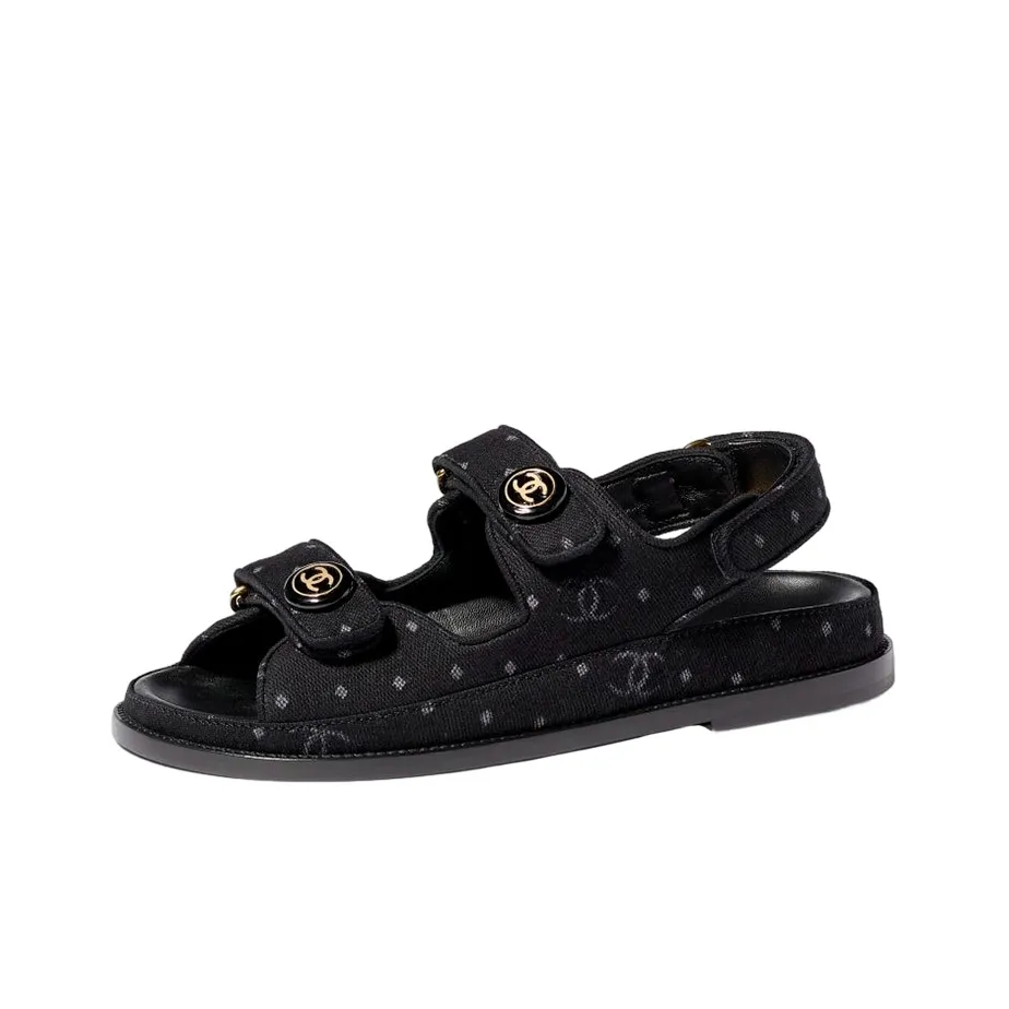 CHANEL Printed Sandal Black Denim