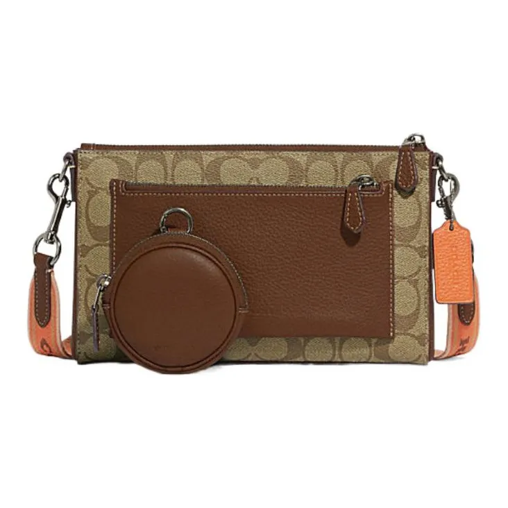 COACH Holden PVC With Cow Leather Shoulder Bag, Crossbody Bag Medium Women's Tan