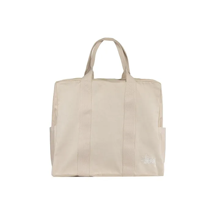 Stussy Cotton Canvas Bag, Flight Bag, Handbag Regular Unisex Ecru
