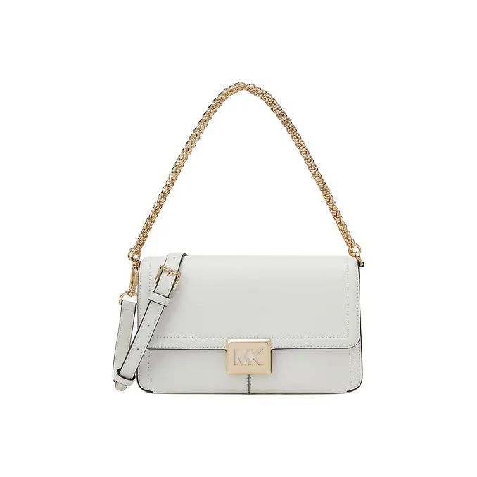 MICHAEL KORS Sonia Cow Leather Shoulder Bag, Crossbody Bag Medium Size Women's White