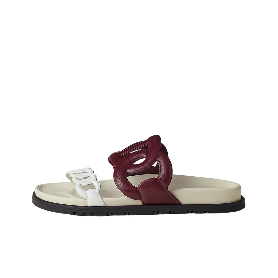 HERMES Extra Rubber Sole Slide Slippers Women's Red White