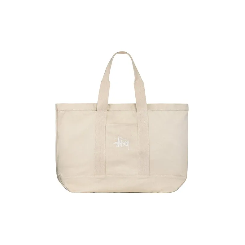 Stussy Cotton Canvas Tote Bag, Shopping Bag, Canvas Bag, Handbag Extra Large Unisex Ecru