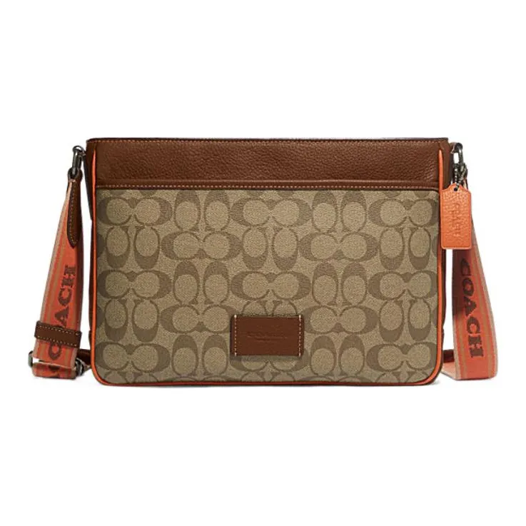 COACH With Cow Leather And PVC Shoulder Bag, Crossbody Bag Tubas Men's Tan