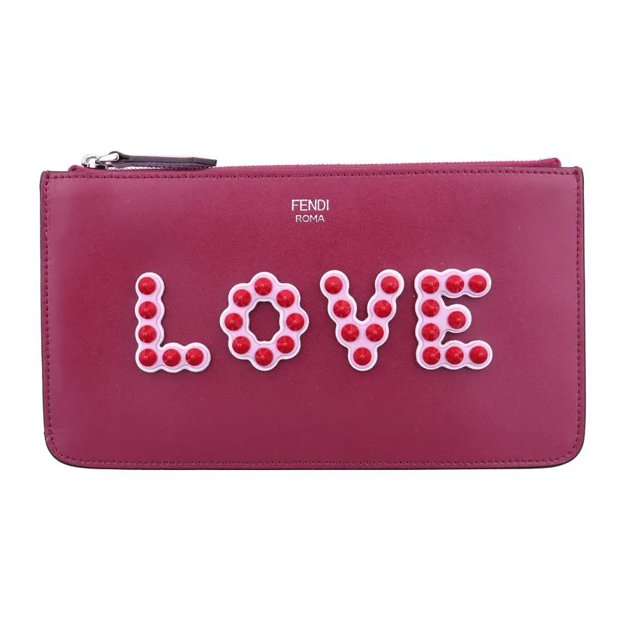 FENDI Клатч из коровьей кожи женский фуксия