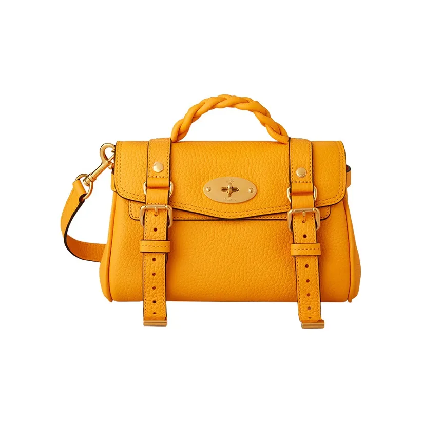 Mulberry Alexa Cow Leather Shoulder Bag, Crossbody Bag, Handbag Mini Women's Yellow