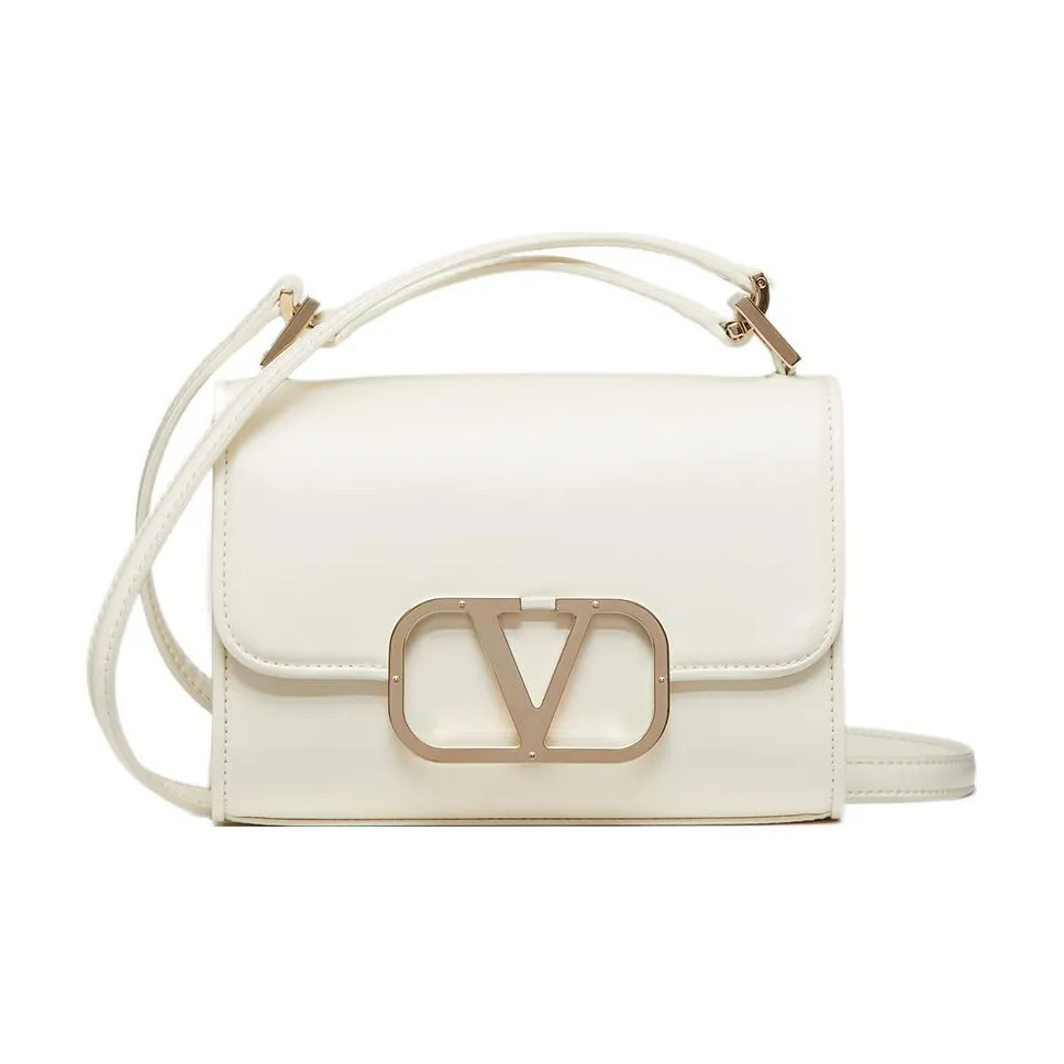 Valentino Vlogo Cow Leather Shoulder Bag, Crossbody Bag Small Size Women's White