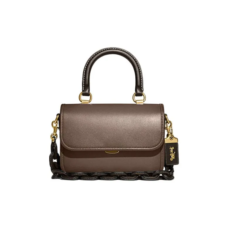 COACH Rogue Cow Leather Shoulder Bag Crossbody Bag Handbag Small Size Women's Dark Brown