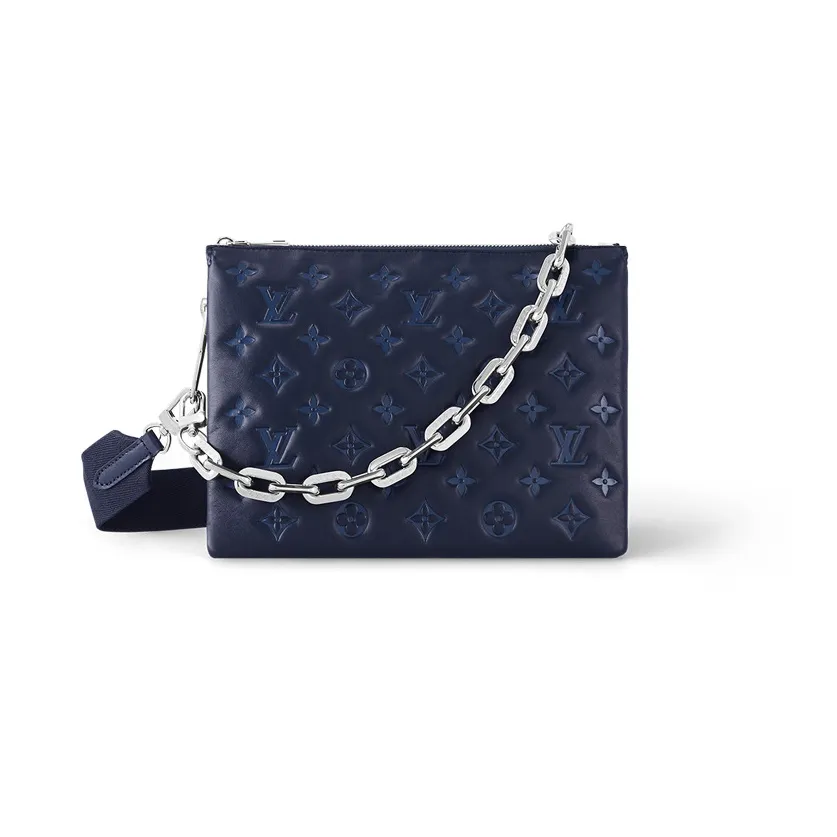 LOUIS VUITTON Coussin Lambskin Chain Bag, Crossbody Bag, Shoulder Bag Trumpets Women's Ocean Blue