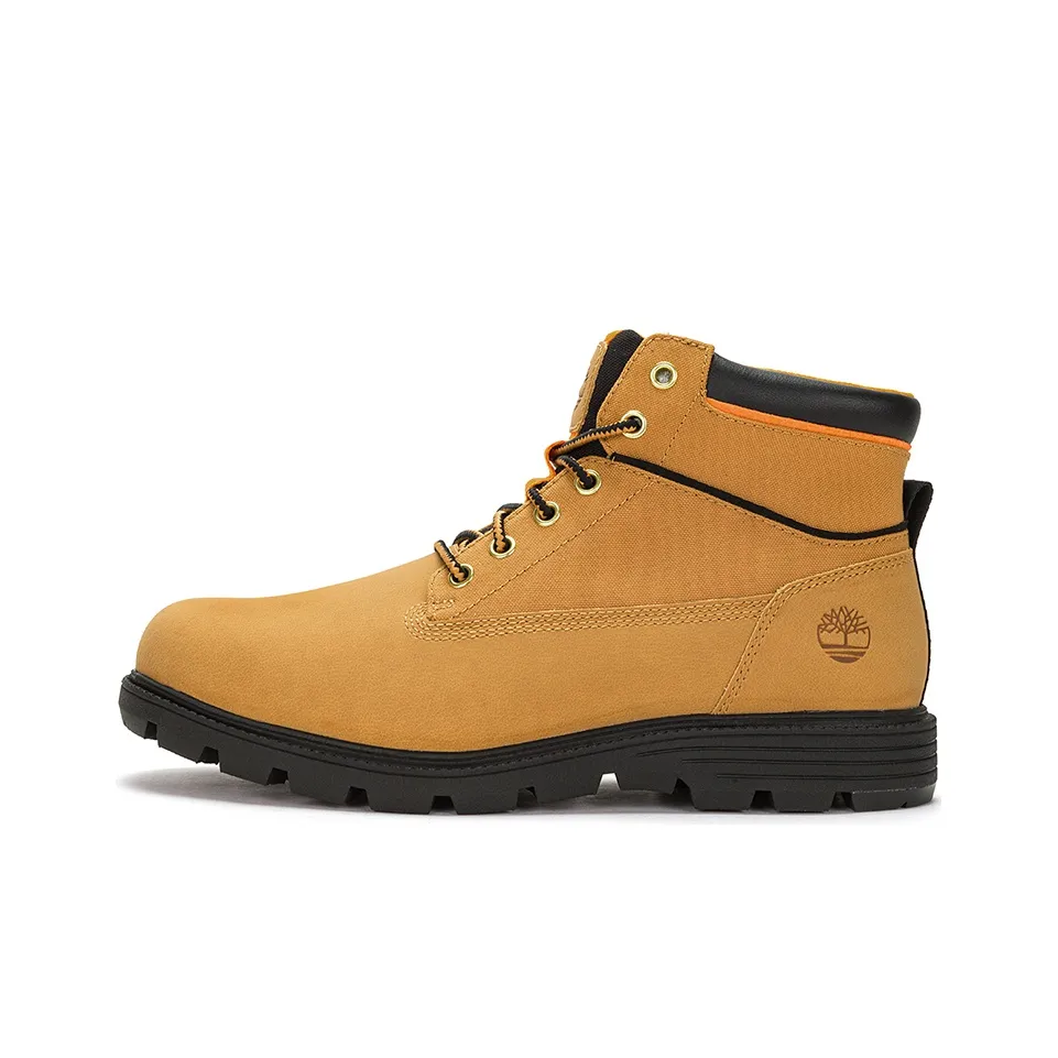 Timberland Anti Slip Wear Resistant High Top Outdoor Shoes Men's Brown Yellow