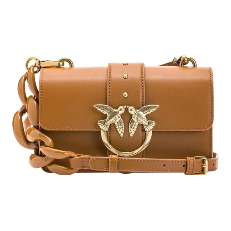 PINKO Коровья кожа Bird Сумка Swallow Сумка Сумка через плечо Мини Женская Коричневая