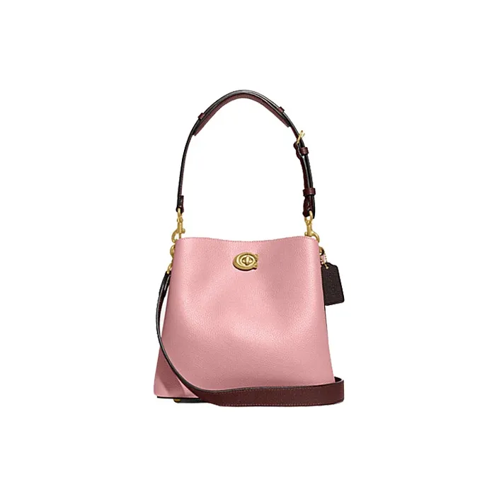 COACH Willow Pebble Grain Leather Сумка-ведро Ручная сумка Сумка через плечо Женская Розовая