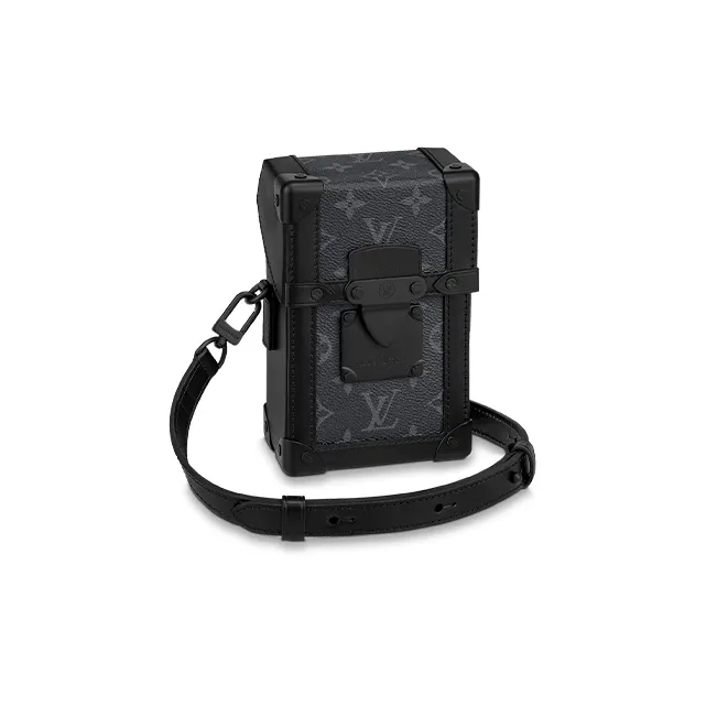 Louis Vuitton Alzer Trunk Vertical Cow Leather Canvas Shoulder Bag, Crossbody Bag, Wallet Regular Men's Black