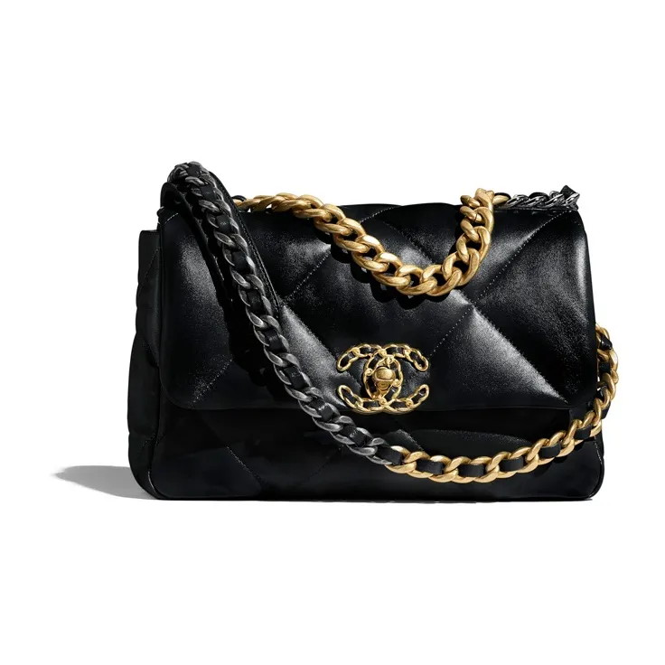 CHANEL 19 Flap Bag Goatskin Gold Tone