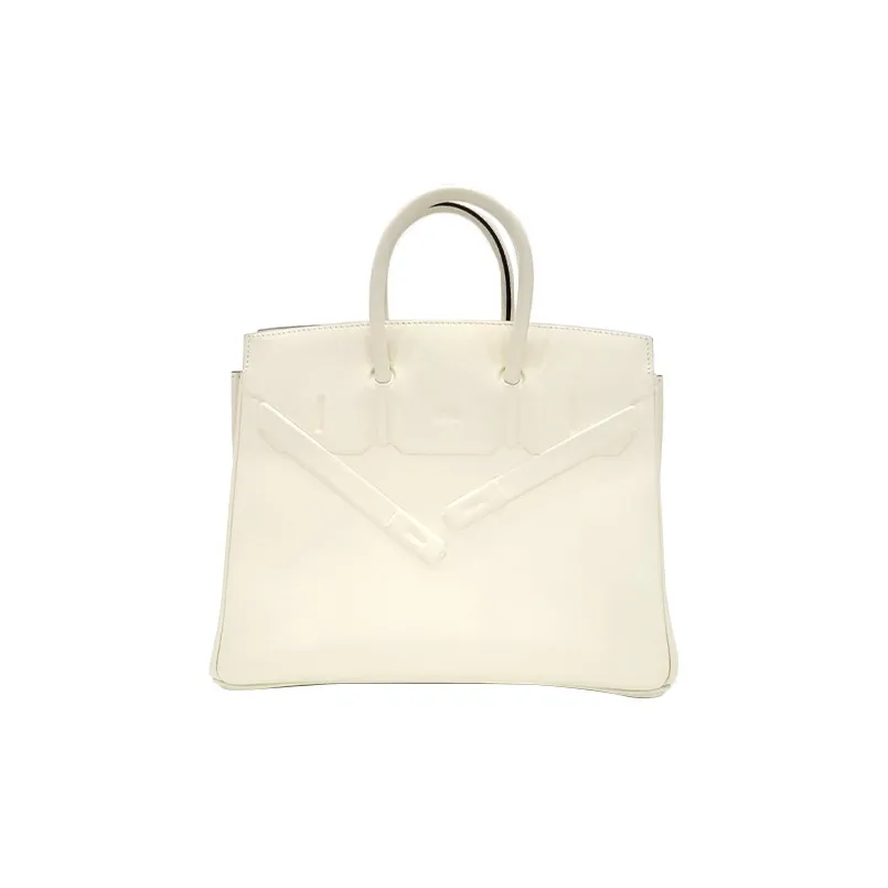 HERMES Birkin Swift Leather Birkin Bag Shadow Handbag Women's Cream White
