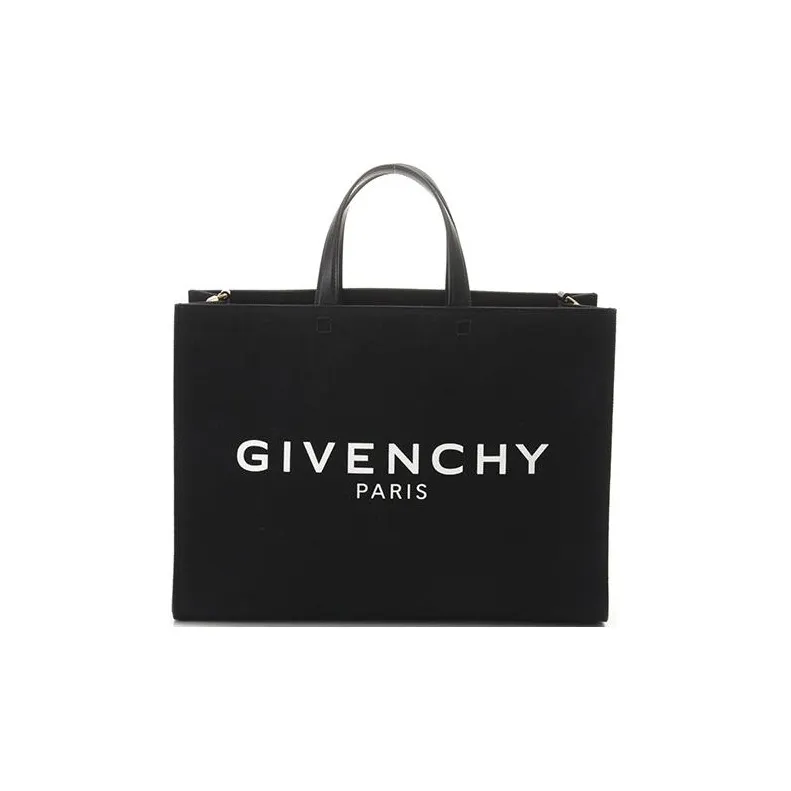 GIVENCHY Cabas Series Canvas Shoulder Bag Crossbody Bag Handbags Medium Size Women's Black