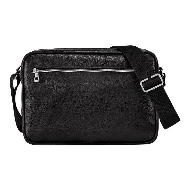 LONGCHAMP Le Foulonné Cow Leather Camera Bag, Shoulder Bag, Crossbody Bag Medium Size Men's Black