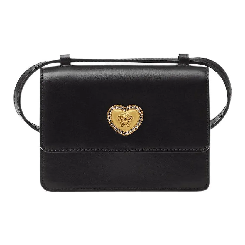 VERSACE Cow Leather Shoulder Bag Crossbody Bag Small Size Kids' Black