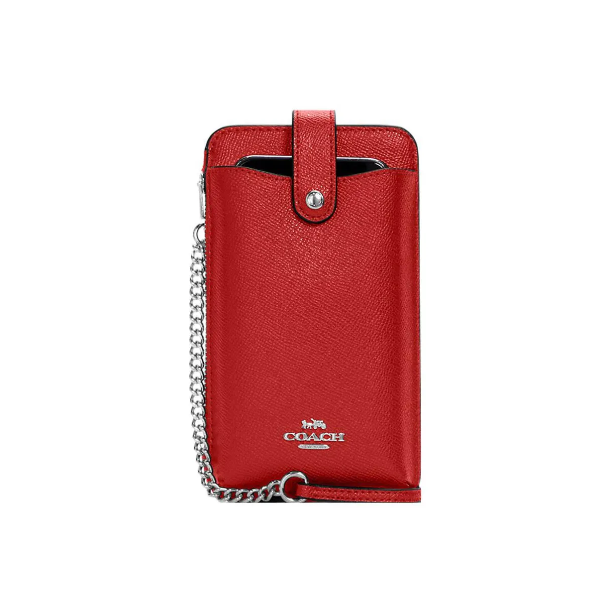 COACH Cross Grain Leather Crossbody Bag With Hidden Button Cell Phone Pouch Mini Women's Apple Red