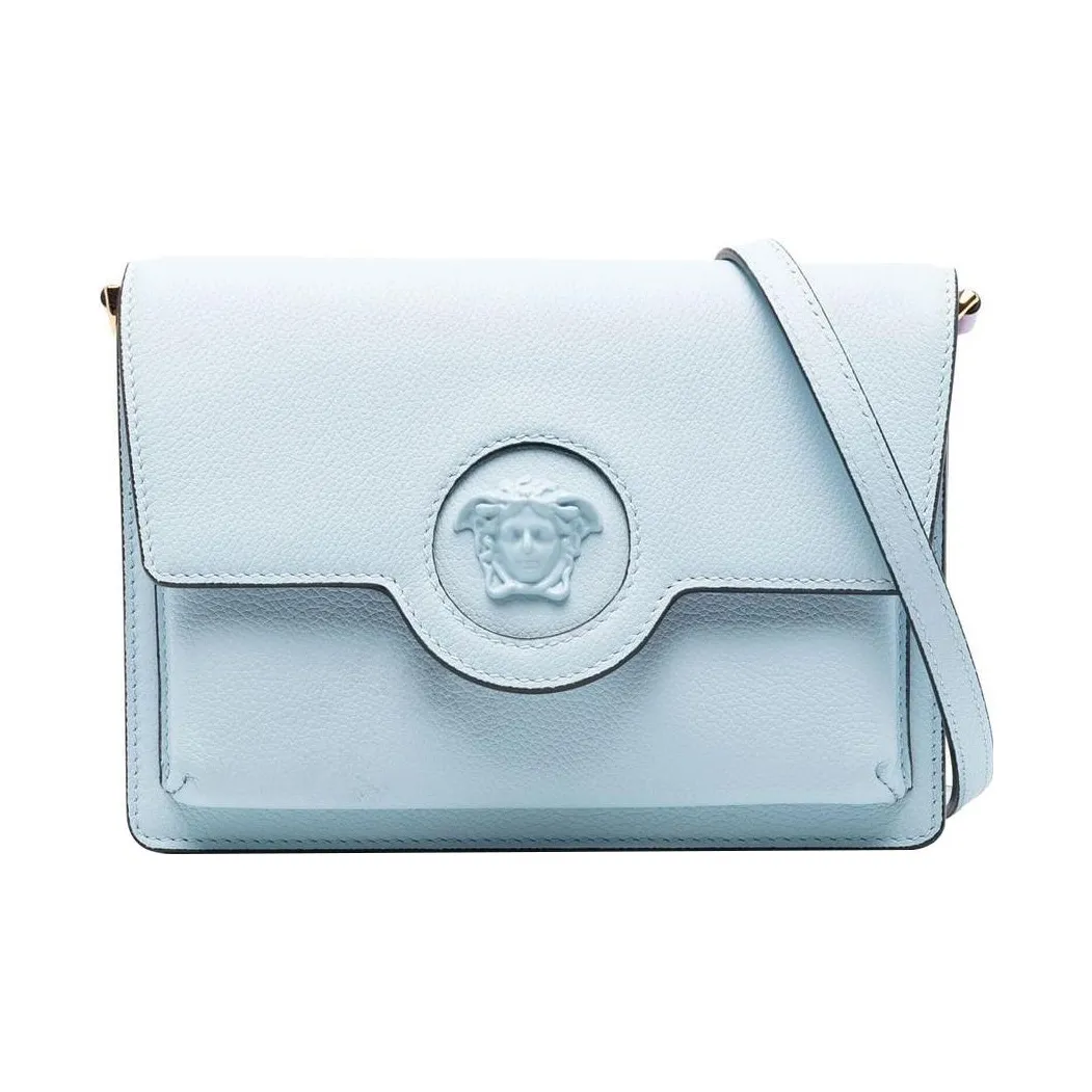 VERSACE Calfskin Shoulder Bag Crossbody Bag Women's Ice Blue