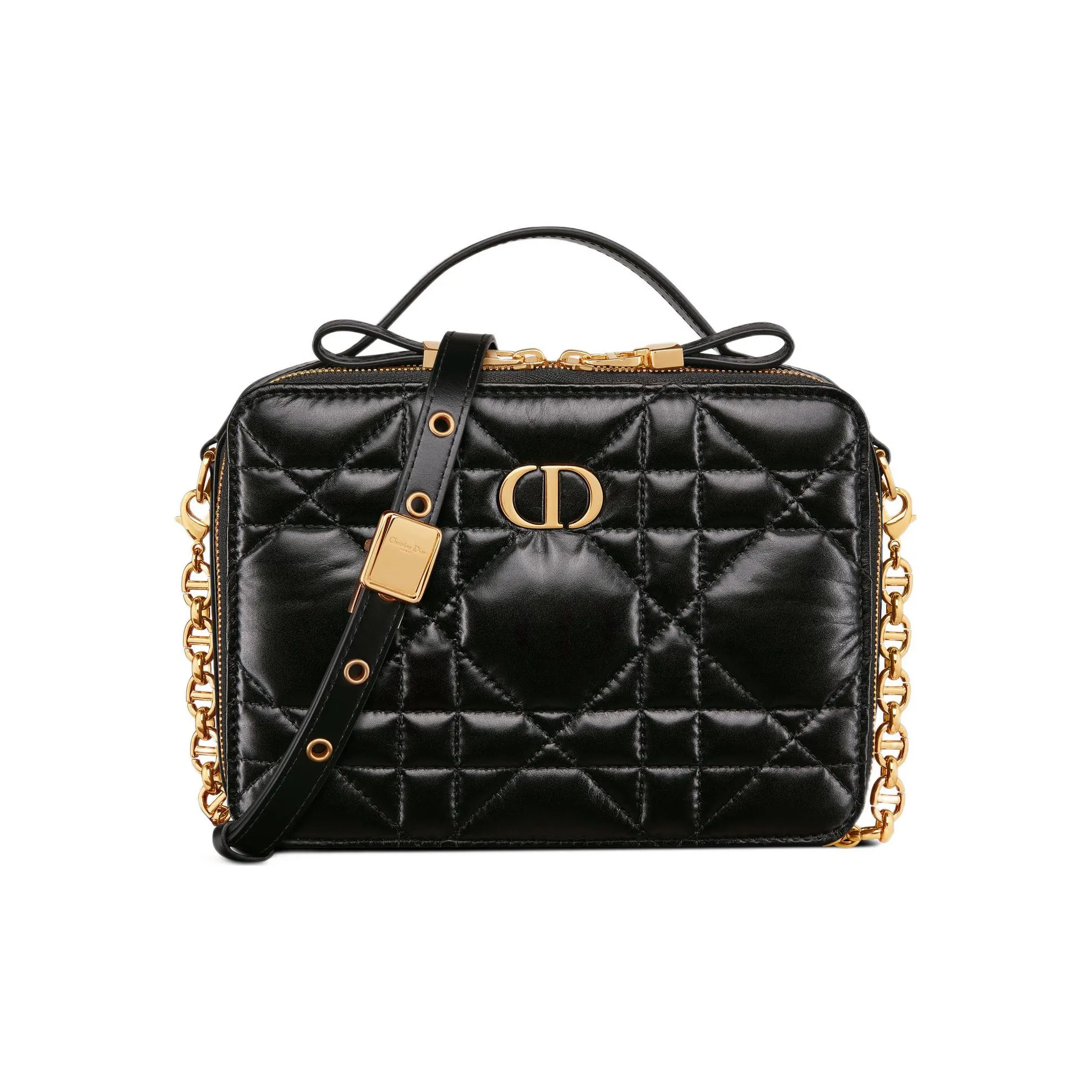 DIOR Cow Leather Portable Crossbody Bag, Shoulder Bag Women's Black
