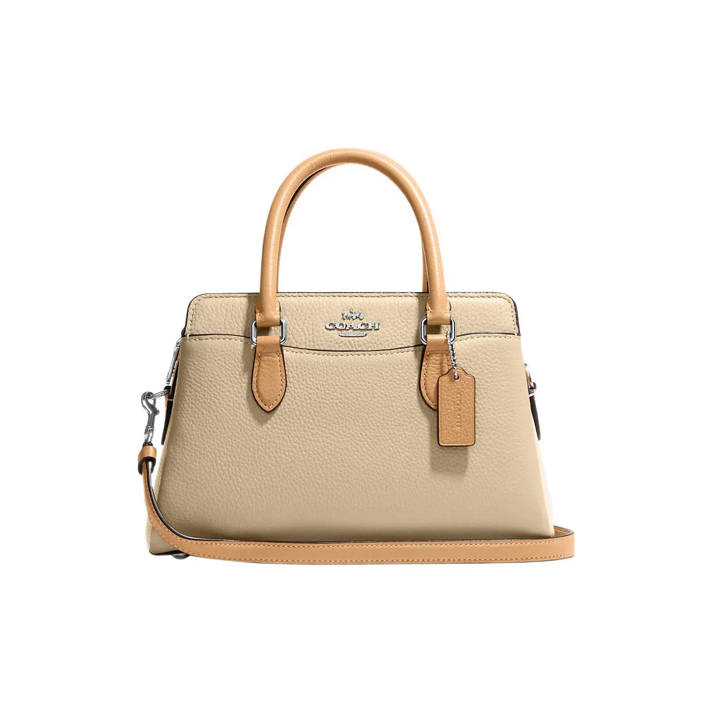 COACH Darcie Refined Pebbled Leather Handbag Regular Women's Beige