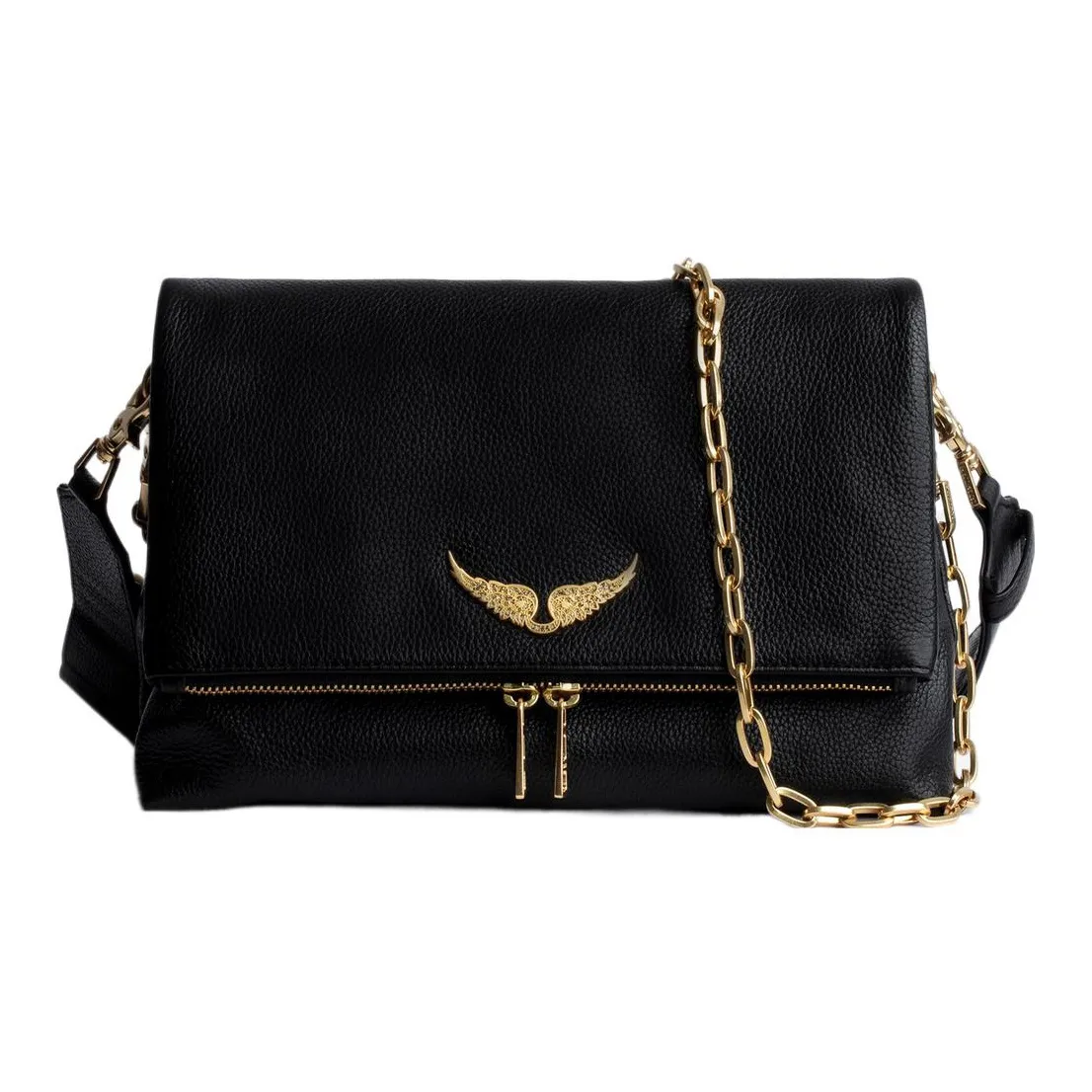 Zadig & Voltaire Embellished Logo Foldover Shoulder Bag