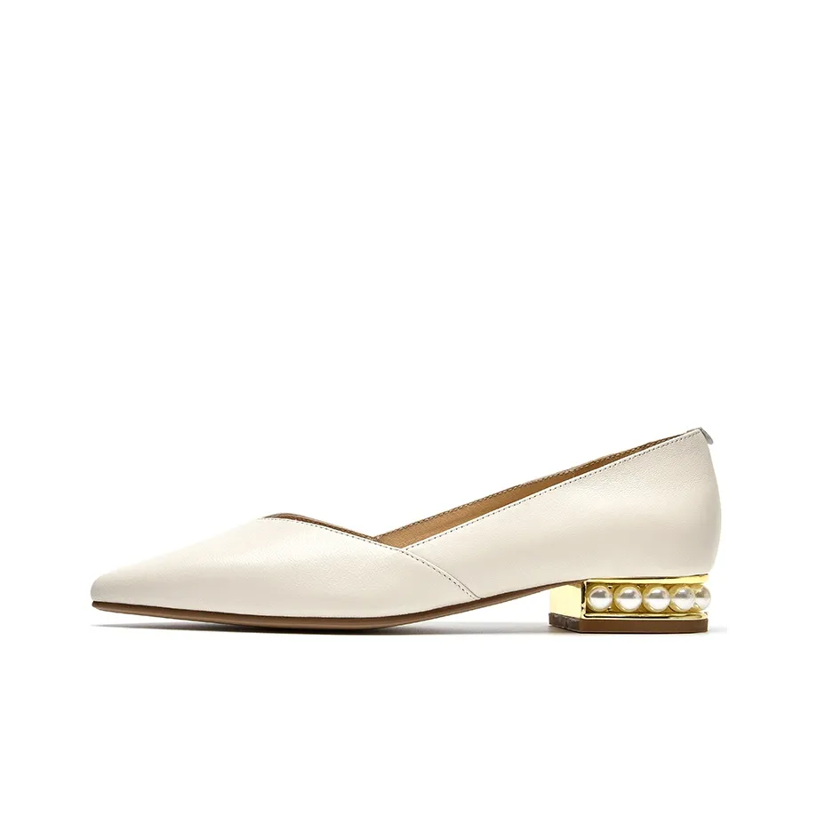 Beau Today Грубый каблук MID Низкий каблук Обувь Женские Экрю