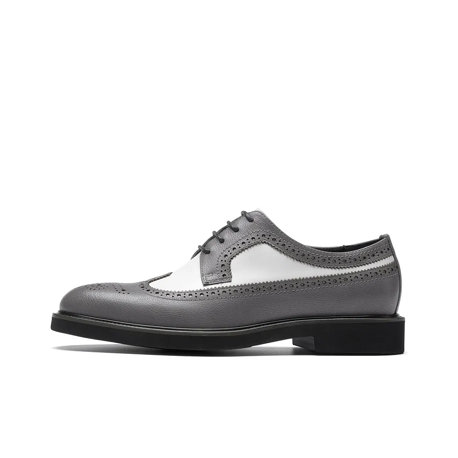 Anthony Miles Casual Leather Shoes Men's Low Top Gray White