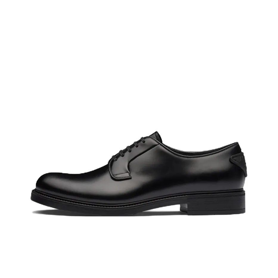 PRADA Brushed-leather Lace-up Shoes