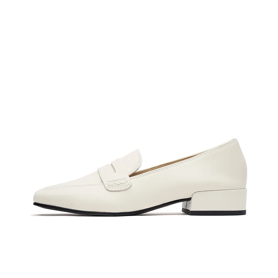 Clarks Chunky Heel Loafers Women's White
