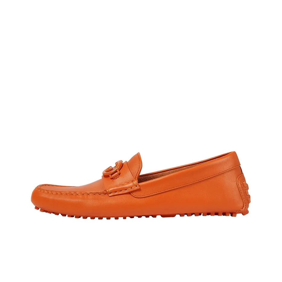 GUCCI Gommino Loafers Men Low Top Orange