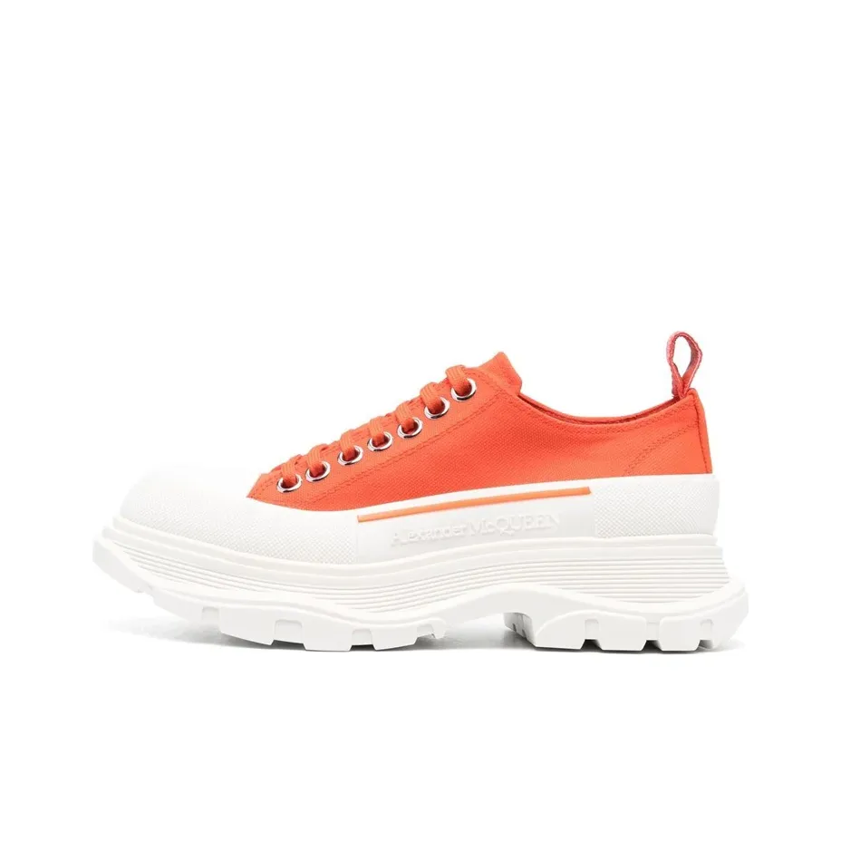 Alexander McQueen Tread Slick Low-Top Sneaker Orange White Women's