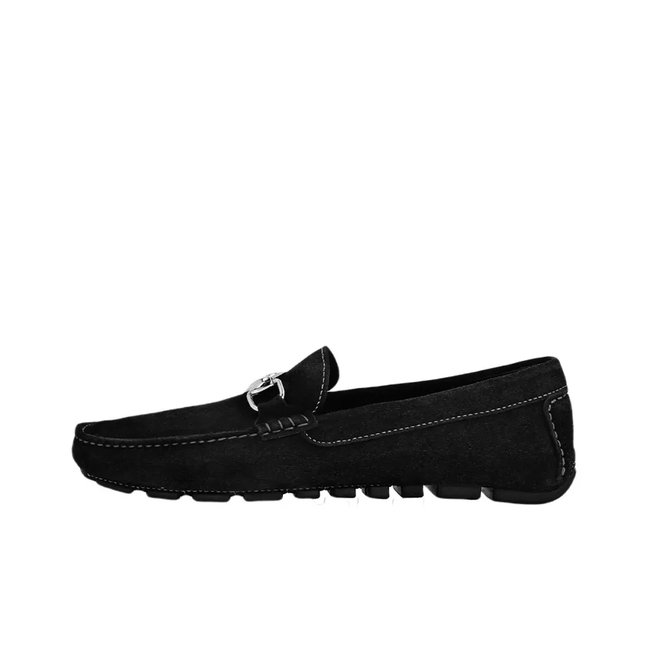 PHILIPP PLEIN Suede Logo Plaque Moccasins