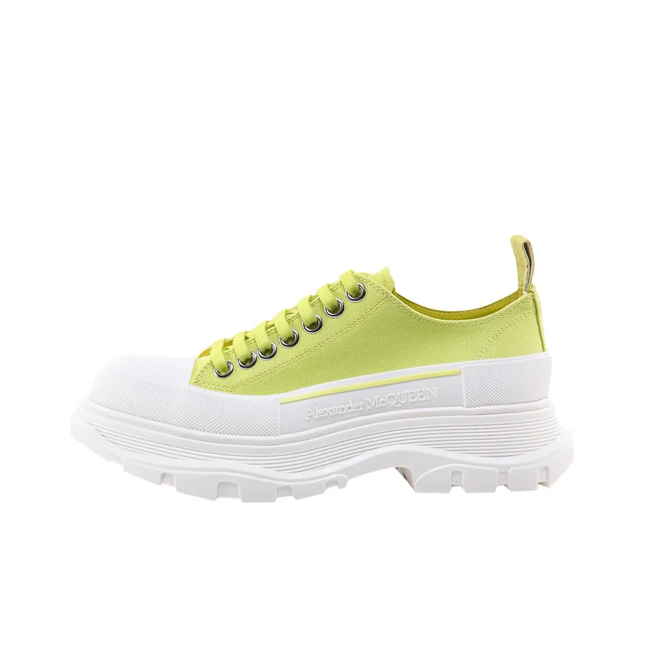 Alexander McQueen Tread Slick Low Lace Up Canvas Lime Green White Women's