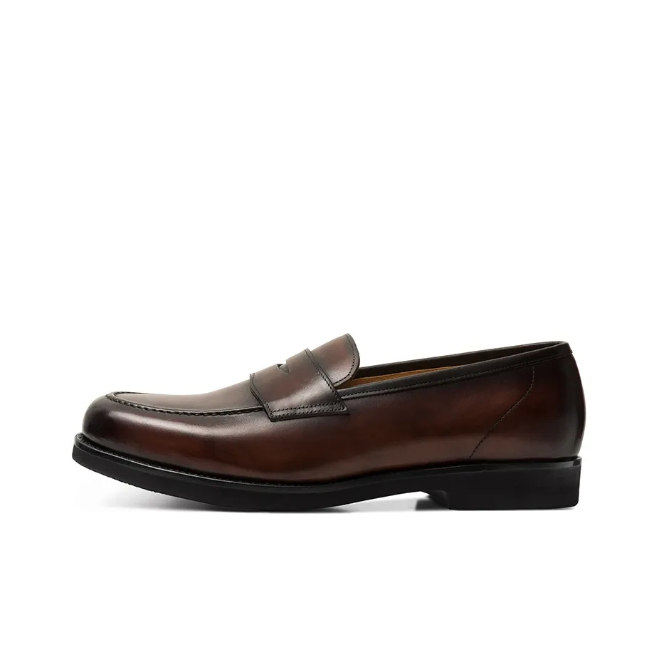 THOM WILLS Британский Бизнес Универсальный Блестящий Slip-On Повседневная Обувь Мужская Темно-Кофейный Полированный