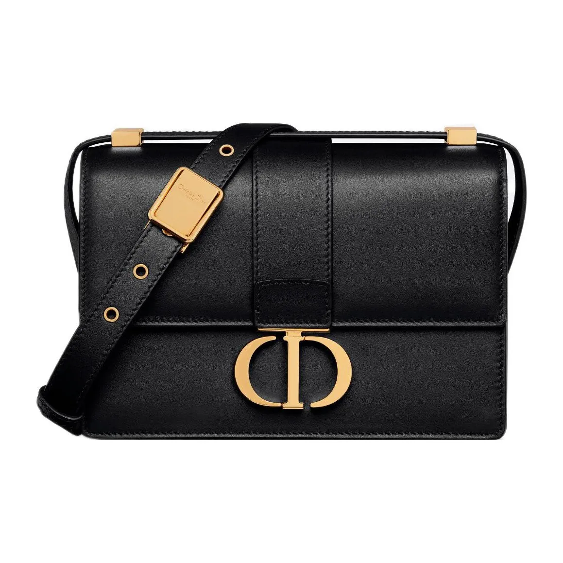 DIOR 30 Montaigne Cow Leather Montaigne Box Bag, Handbag, Shoulder Bag, Crossbody Bag Small Size Women's Black