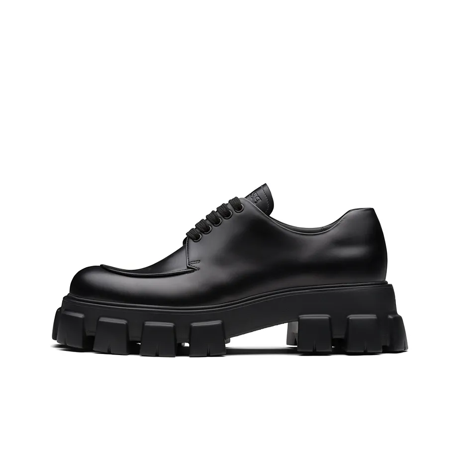 PRADA Monolith Brushed Leather Lace up Shoes