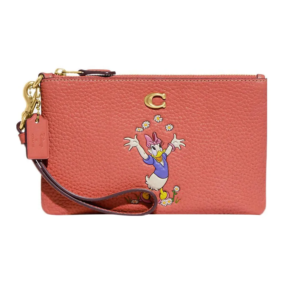 COACH Disney, Collaboration Wristlet Leather Wrist Bag Clutch Trumpets Women's Pink