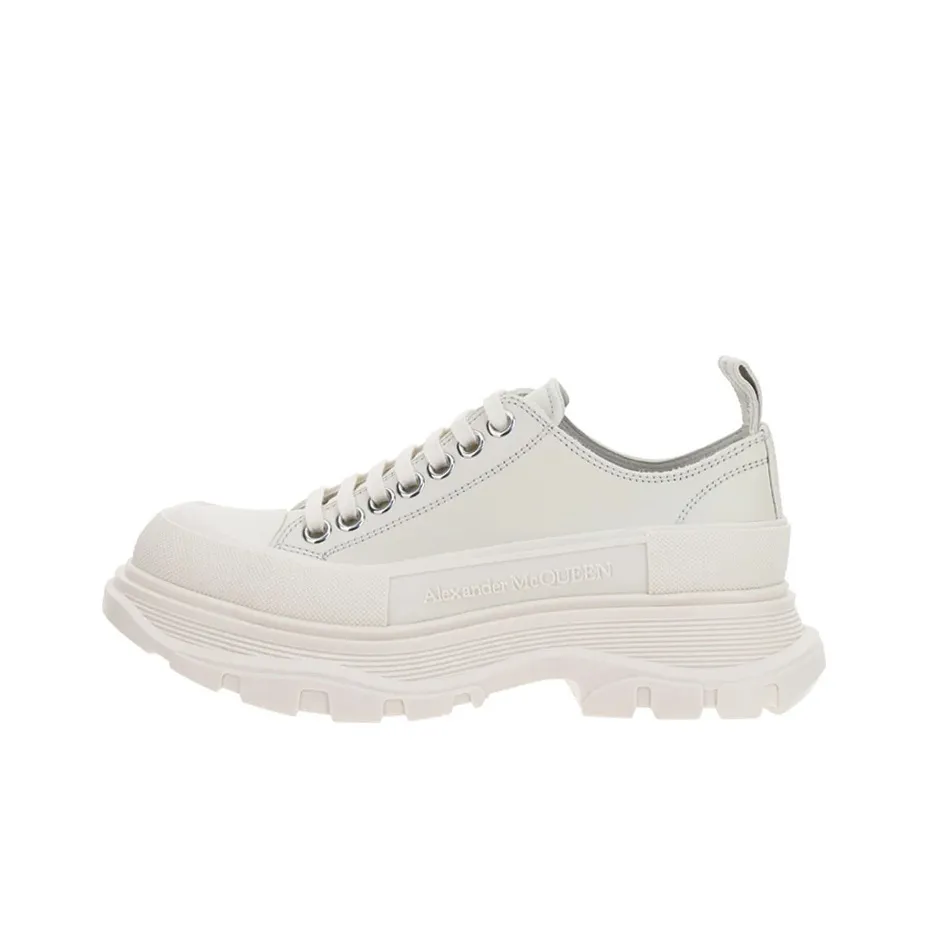 Alexander McQueen Tread Slick Low Lace Up White Leather Women's