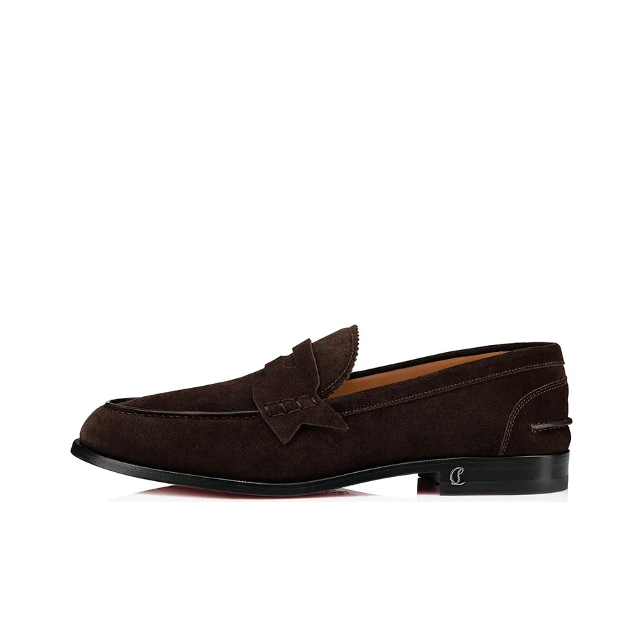 Christian Louboutin Casual Leather Shoes Men's Low Top Black Brown
