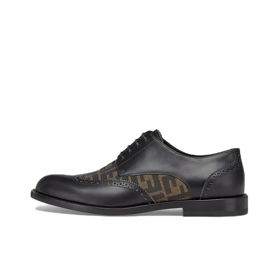 FENDI FF Motif Detail Derby Lace Up Shoes