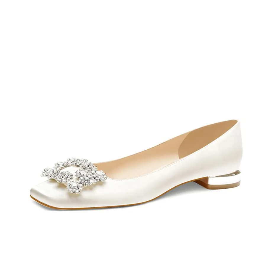 PJJUU Планшетная обувь MID Низкий каблук Женская белая