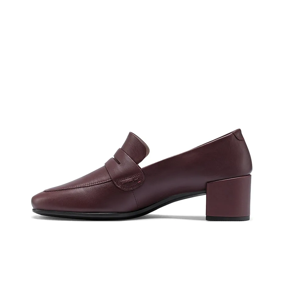 Ecco Chunky Heel Mid-Low Heel Shoes Women's Dark Burgundy