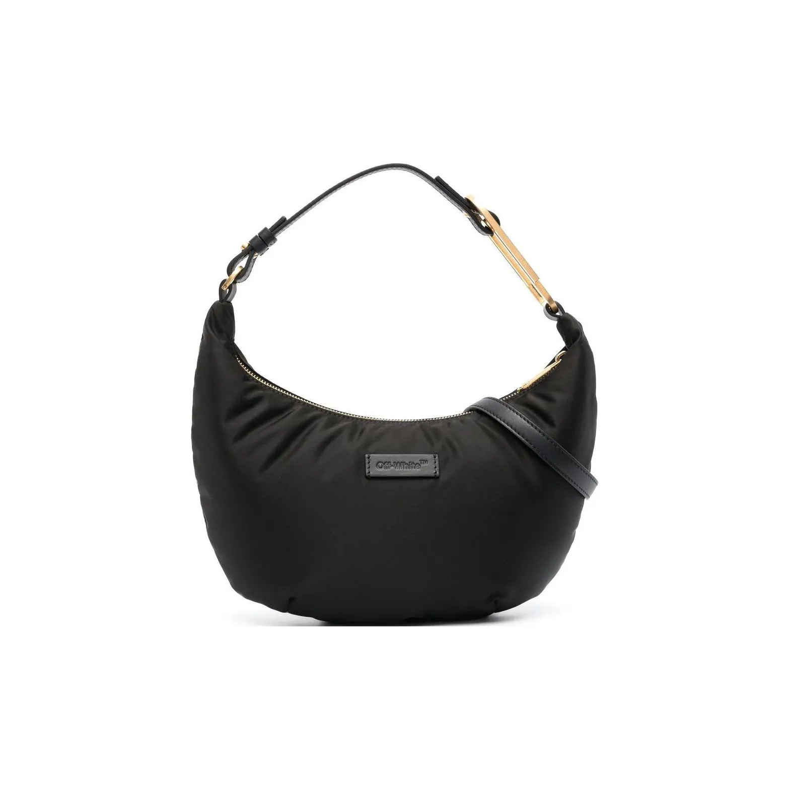 OFF WHITE Nylon Water Dumpling Bag, Underarm Bag, Hobo Bag, Shoulder Bag, Handbag Mini Women's Black Gold