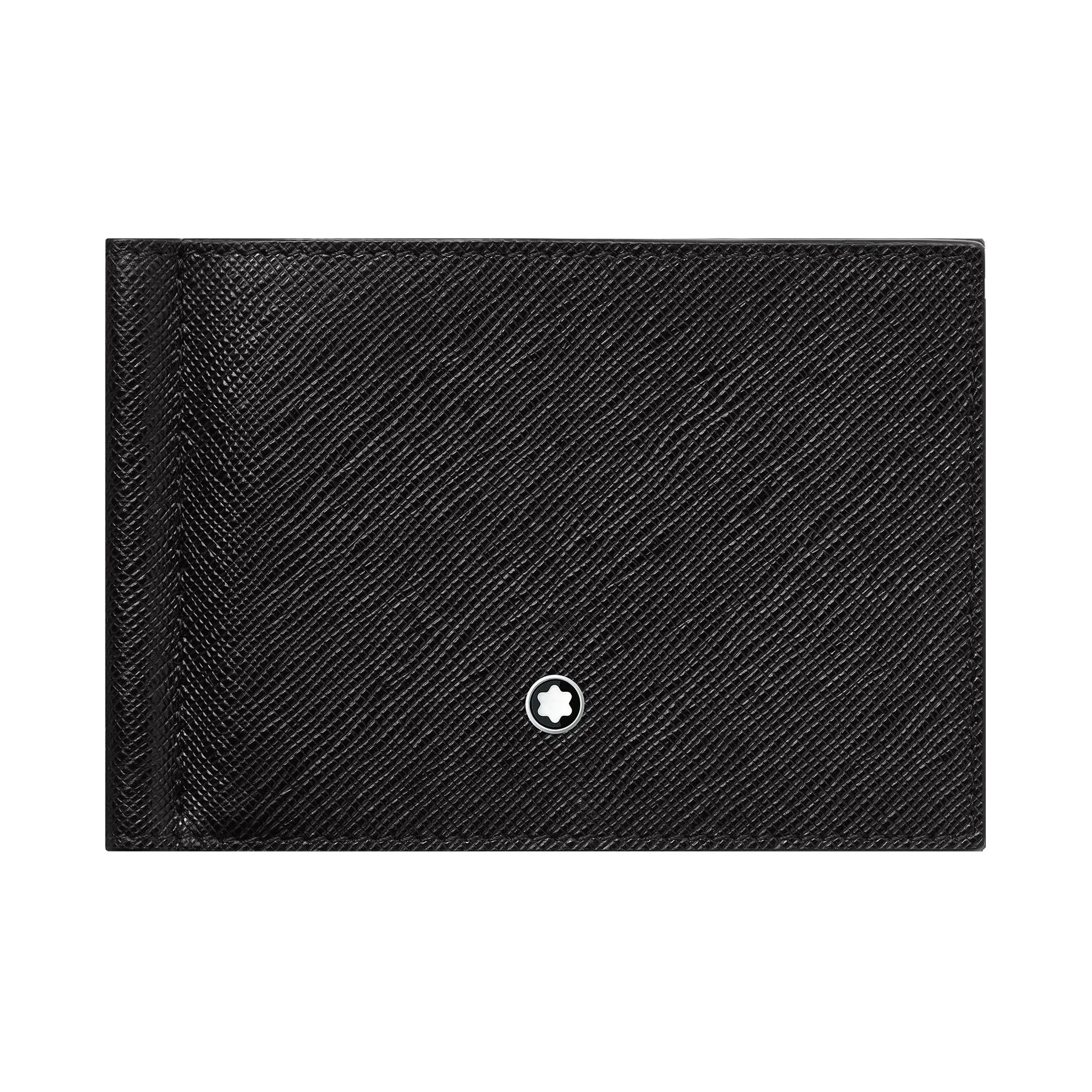 MONTBLANC Saffiano Print Full Grain Cow Leather Wallet Men's Black