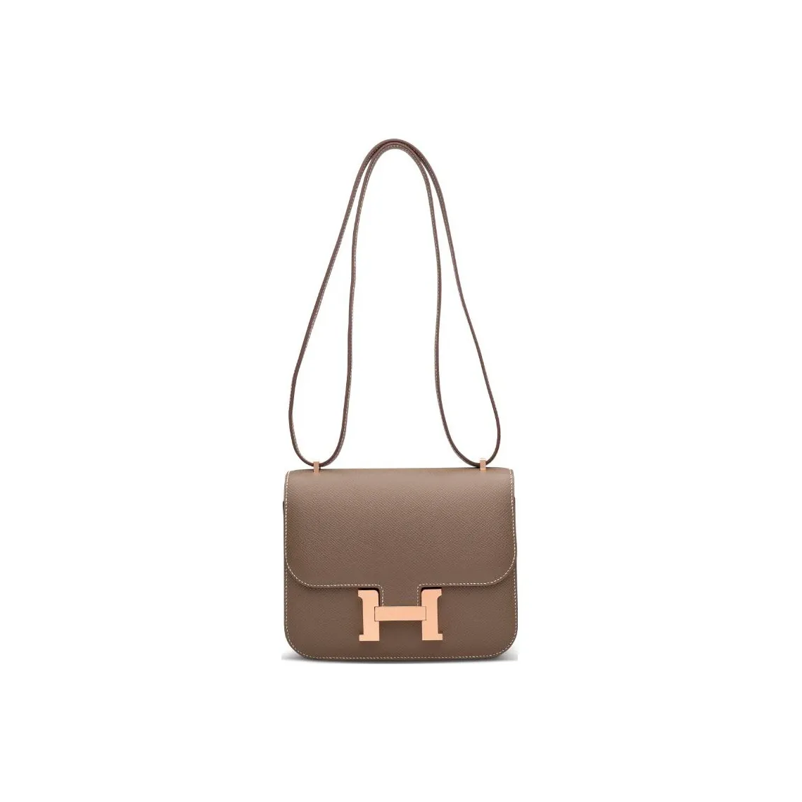 HERMES Constance Cow Leather Kangkang Shoulder Bag, Crossbody Bag Mini Women
s Elephant Gray
