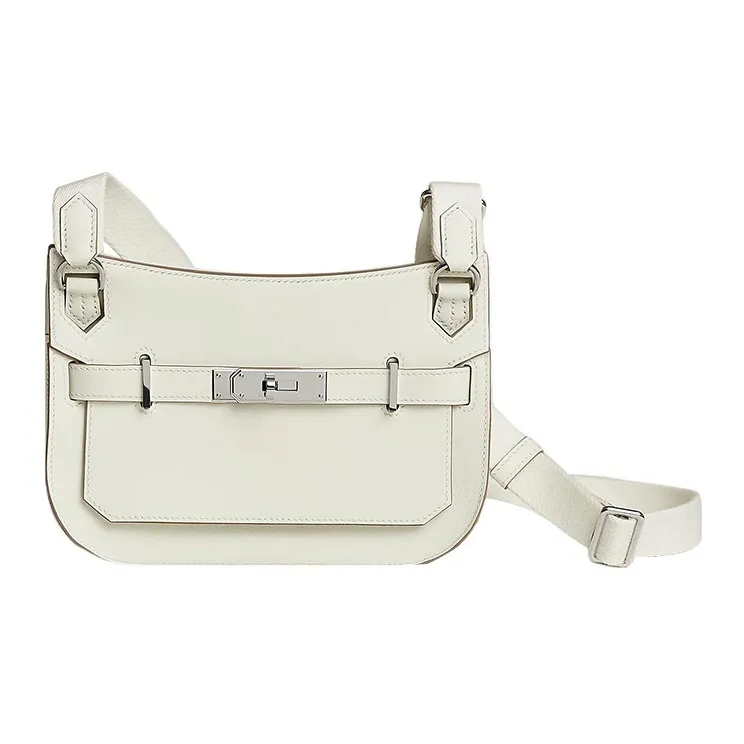 HERMES Jypsiere Swift Calfskin Shoulder Bag, Crossbody Bag Mini Women's Mushroom White
