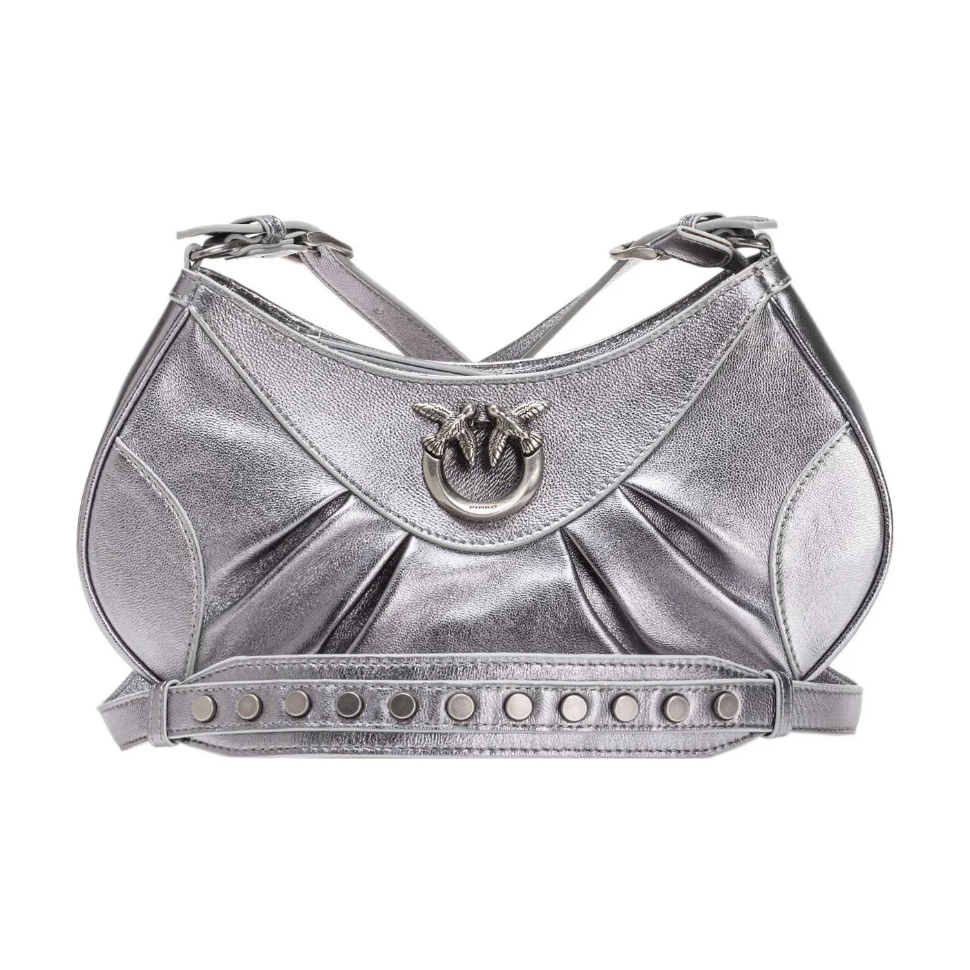 PINKO Nappa Leather With Sheepskin Shoulder Bag Crossbody Bag Mini Women's Silver