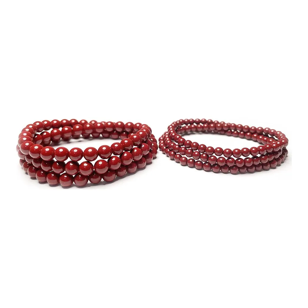 MOUNTAINS AND MANS Cinnabar New Chinese Style Multi Wrap Good Luck Beaded Bracelet Unisex